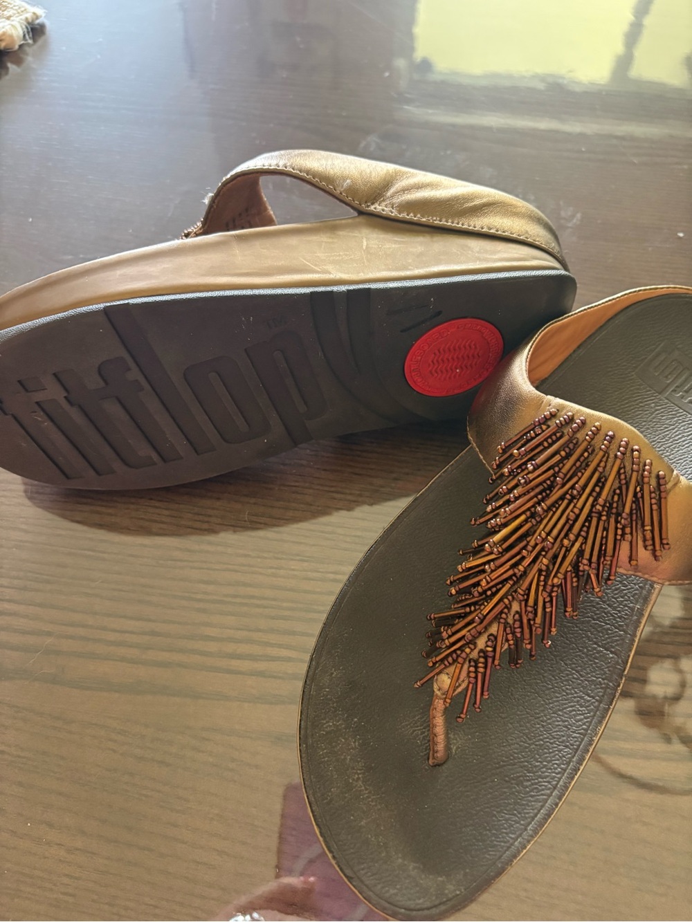 Fitflop Bronze Beaded Toe-Post Sandal size 7